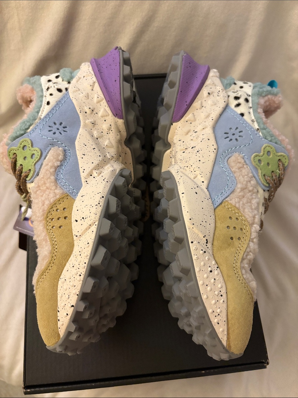 NWT Flower Mountain Kotetsu Faux Shearling Sneaker in Mustard - Picture 12 of 13